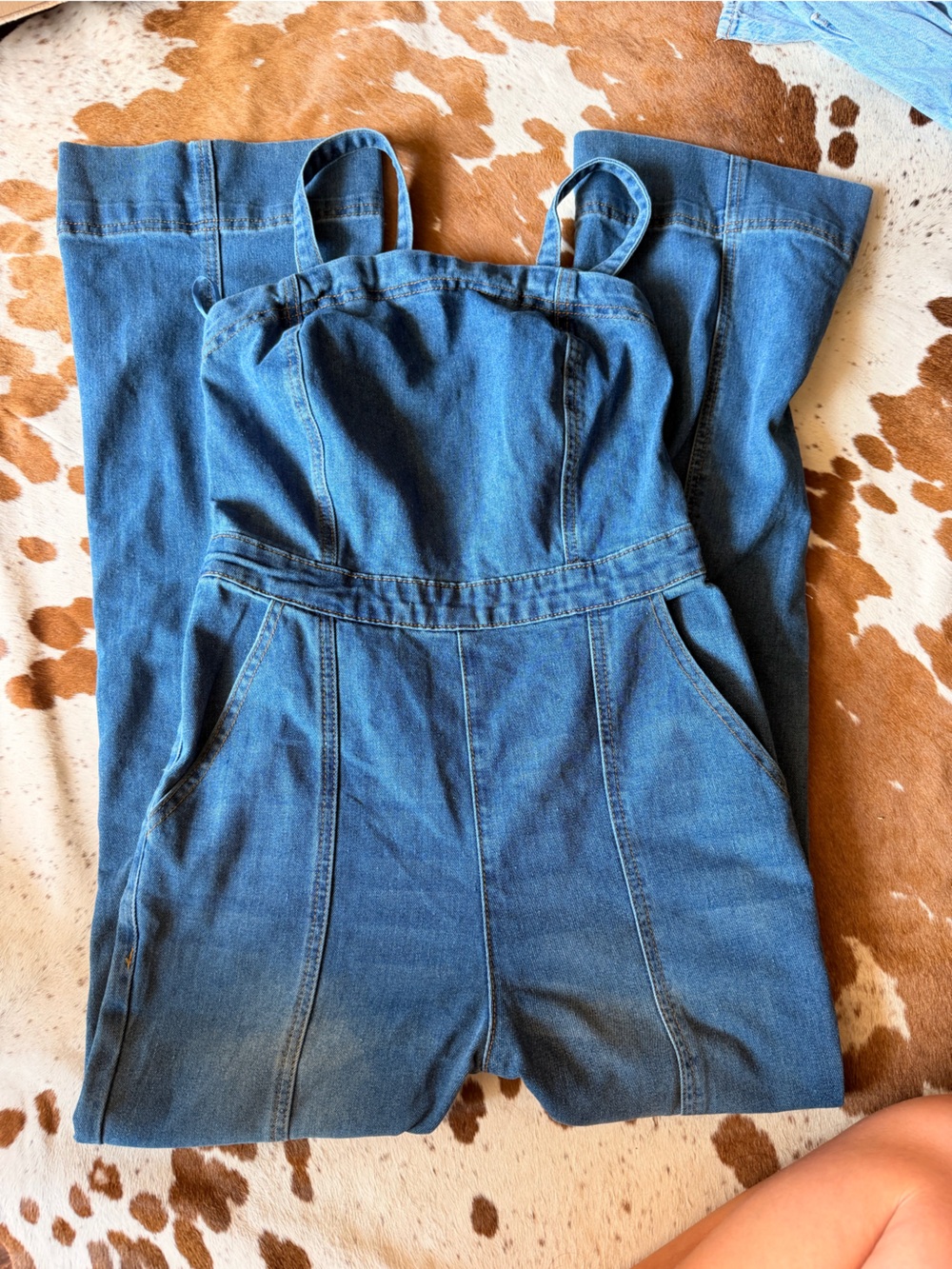 Denim Strapless Bustier Top - Blue